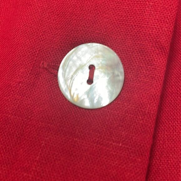 Sandro Linen Blend Oversized Red Blazer Mother of Pearl Buttons Size 10 - Picture 7 of 7